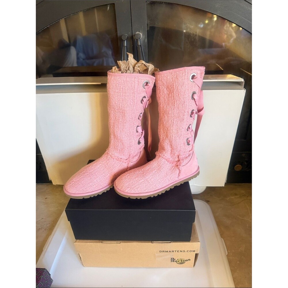 UGG Pink Heirloom Lace Up Tall Winter Boots Size 6